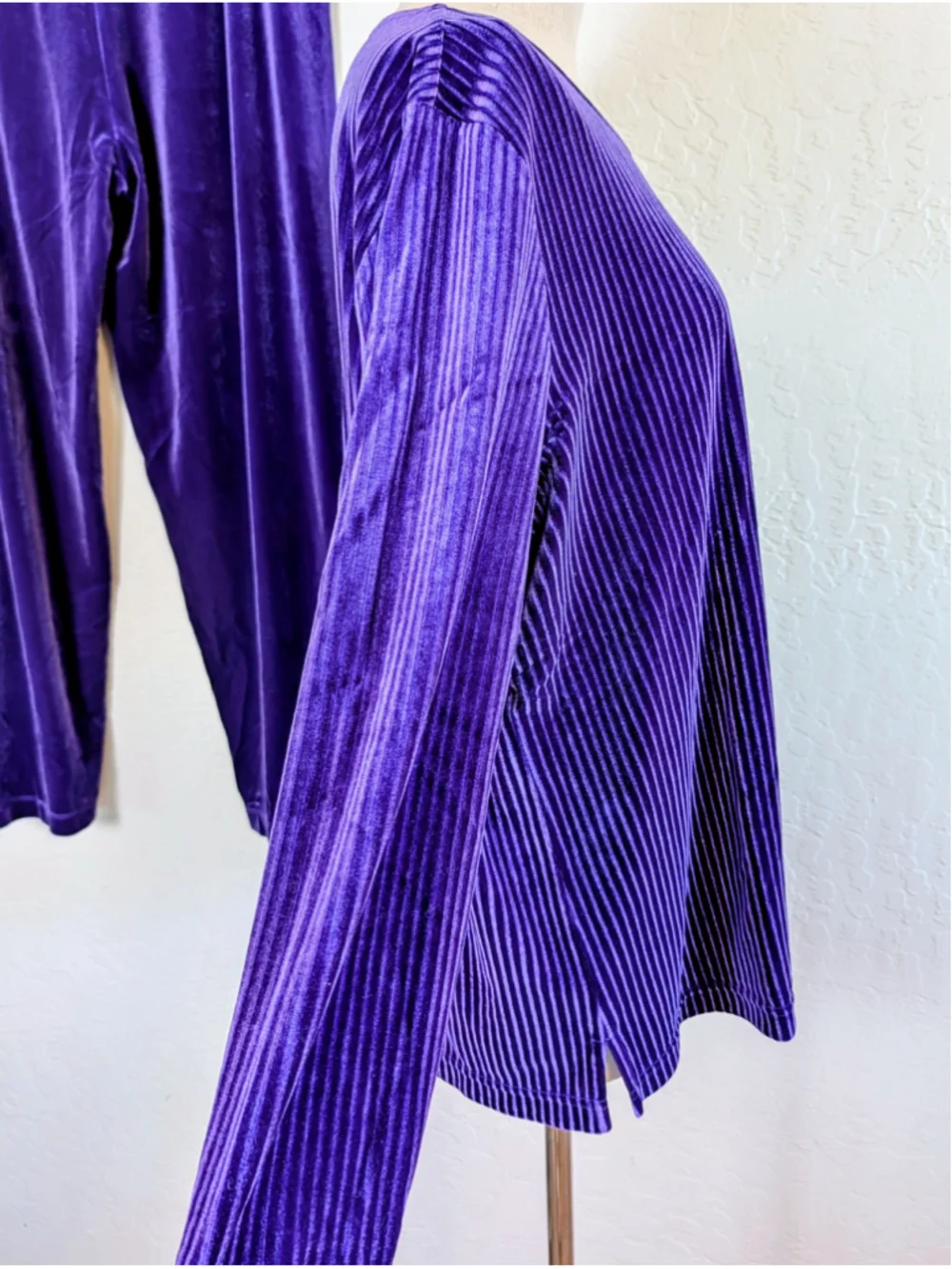 Draper’s & Damon’s Petite XL Purple Velour Lounge Set Y2K Ribbed Top Pants